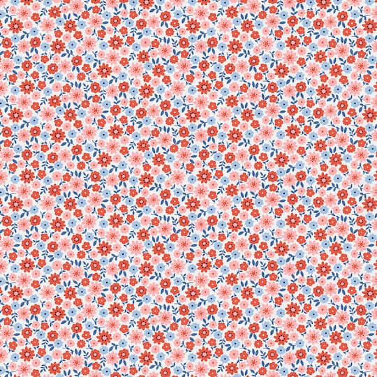 Fabric Editions White Carolina Floral Buds Cotton Fabric